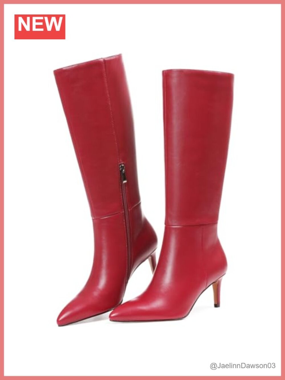 Knee High Boots Pointed Toe Stiletto Heel Faux Leather Zip